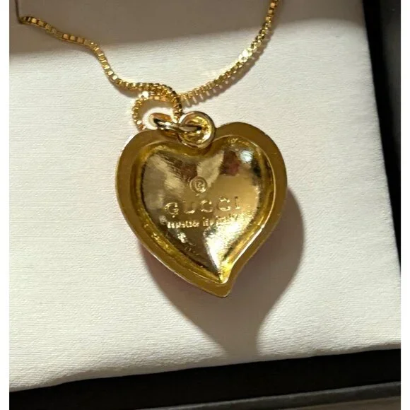 Authentic Gucci Red Heart Zipper Charm & Box Unbranded 16” Gold-Plated Chain - Picture 5 of 11